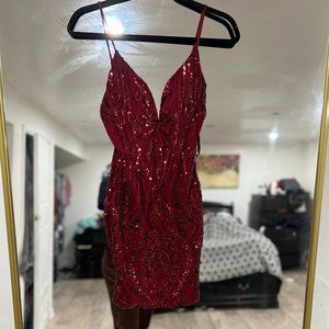 Sexy Sequence Red Mini Dress